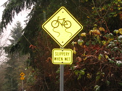 Bikes are slippery when wet