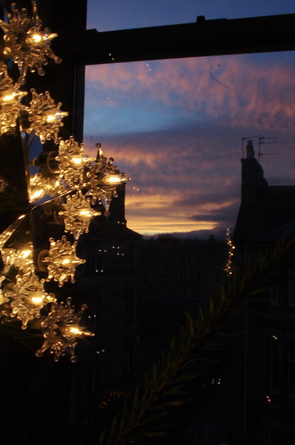beautiful christmas lights over the city