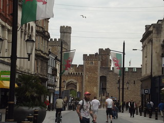 Cardiff Castle - High Street Street, Cardiff - Welsh flags