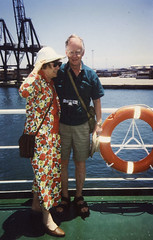 Mum and Dad on ferry to Morocco 1996