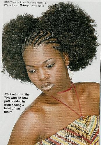 cornrows styles for girls. afro puff with cornrows on