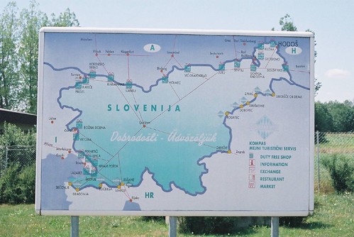 a map of slovenia. On a map. Dolga Vas, Slovenia. 2002.