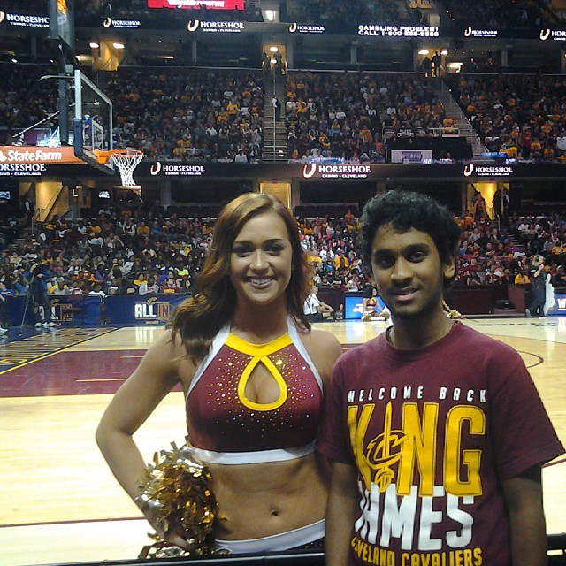 With a Cavalier Girl at the Cleveland Cavaliers vs Golden State Warriors Game One Watch Party for the NBA Finals!!!!! #clevelandcavaliers #gocavs #nbafinals #goldenstatewarriors #cavaliergirl #basketball #hotgirl #goldenstate #cavs #c #beatthewarriors #sa