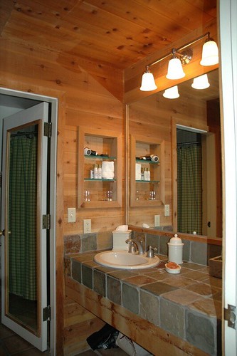 Stone and Wood Rustic Bathroom
