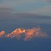 Peaks of the Himalayas in the evening fog