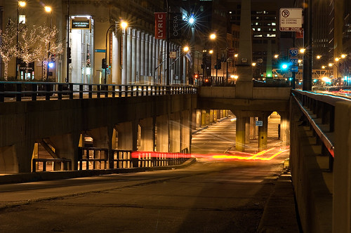 Entrance to lower Wacker St. in Chicago