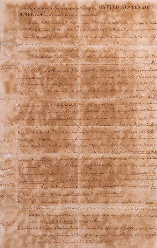 declaration of independence scroll. draft of the Declaration