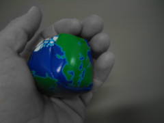 world globe in hand