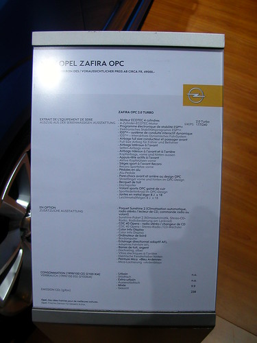 Opel Zafira OPC specs. 2005