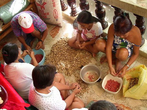 Philippines Pinoy Filipino Pilipino Buhay Life people pictures photos life rural woman, working, family, shelling peanut