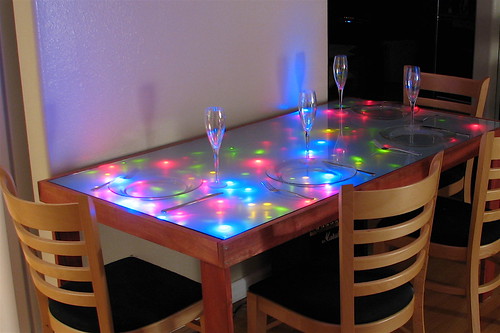 Interactive LED Dining table by oskay.