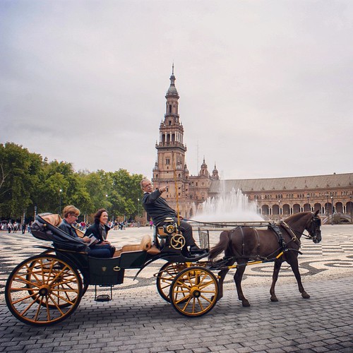 2012     #Travel #Memories #Throwback #2012 #Autumn #Sevilla #Spain  ...  #Square #Plaza #Tower #Fountain #Carriage #Guide ©  Jude Lee