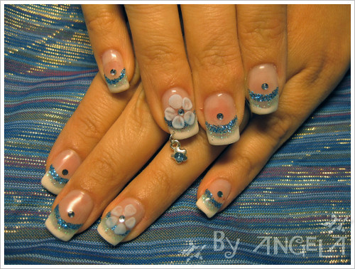  swarovsky blue piercing nails
