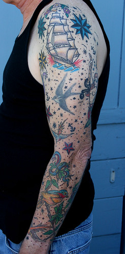 Left Arm Full Sleeve old school tattoo sleeve