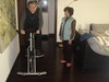 Qi's father trying my spinning bike