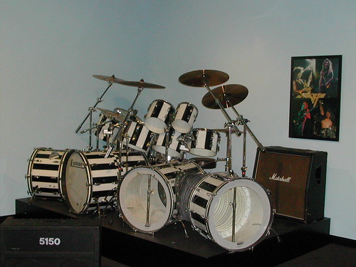 Cars and Guitars at the Petersen Los Angeles Van Halen's drum kit 