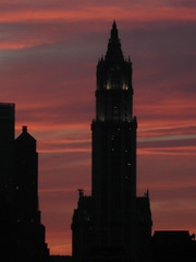 sunset behind the woolworth building by Pennance368, on Flickr
