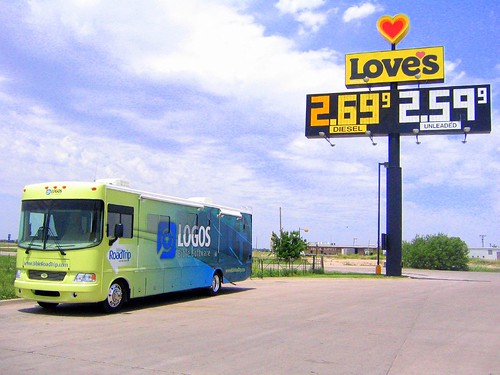 RV at Loves Gas Stop by Logos Bible Road Trip '06.