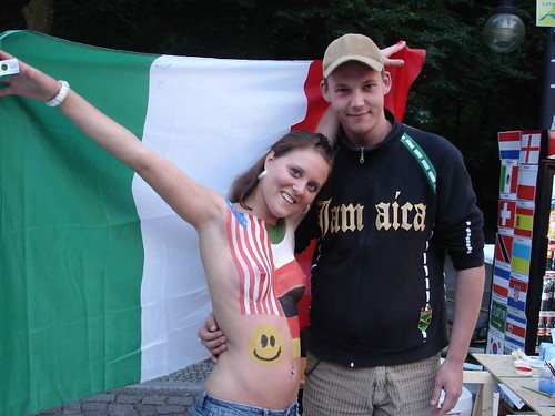 Italy Sexy Fan Girl Photos with Flag