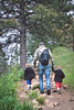 Father and sons hiking