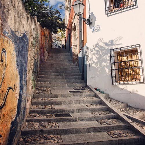 2012     #Travel #Memories #Throwback #2012 #Autumn #Granada #Spain    ... #Albaicin #Arab #Back #Street #Stairway #House #Window #Wall #Painting #Graffiti ©  Jude Lee