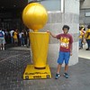 With a model of the OBrien Trophy or the NBA Championship Trophy before the Cleveland Cavaliers Vs Golden State Warriors Game 2 of the NBA Finals Watch Party!!!!! #clevelandcavaliers #goldenstatewarriors #beatthewarriors #gsstate #allincle #goldenstate #