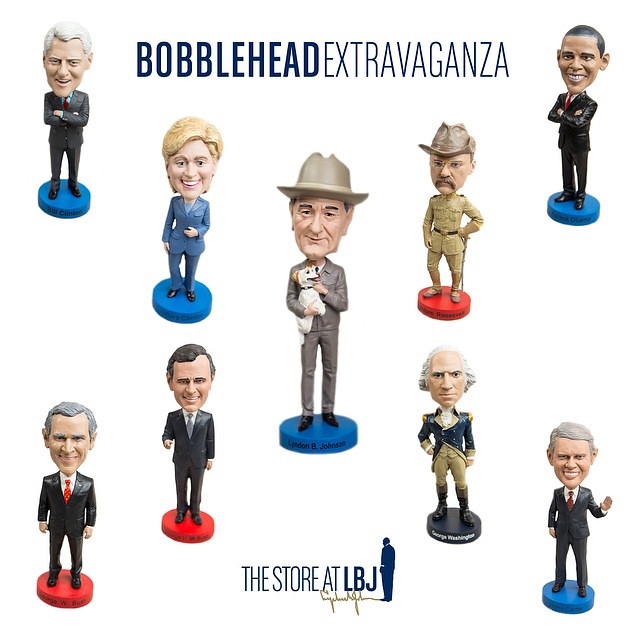 The #LBJLibrary (@LBJLibraryNow) has a special surprise for all our AMP friends! Get 10% off all items at the #LBJstore using the promo code austinmuseums at checkout. These bobbleheads are a great gift for Fathers Day! 🎁 shop.lbjstore.com 🎁 #a