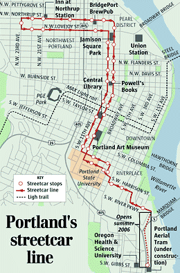 Portland Streetcar line map