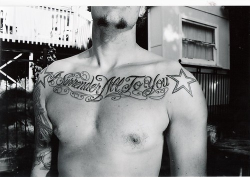 tattoo chest black and white
