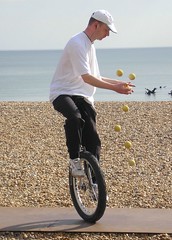 Tom James the unicycling juggler. . .