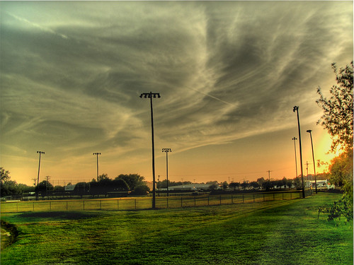 Sunset over a Baseball Field