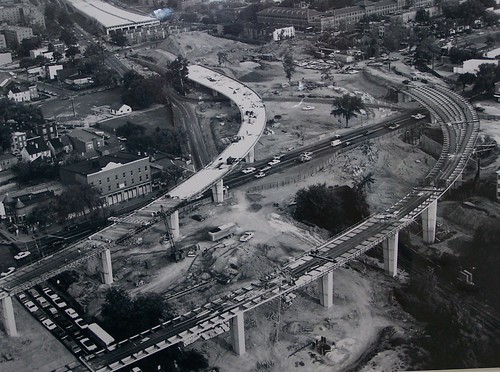 SE-SW Freeway under construction near the Marine Barracks, 1971