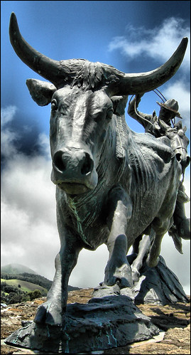 cow and cowboy statue