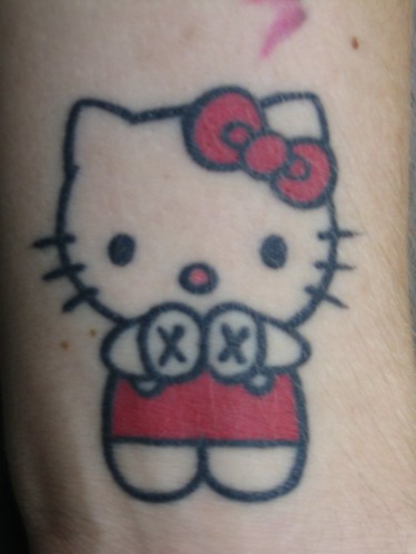 My Straight Edge Hello Kitty tattoo. It's on my left wrist.