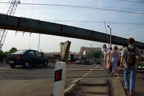Podolsk city, Kutuzovskaya railway crossing 2008 ©  trolleway