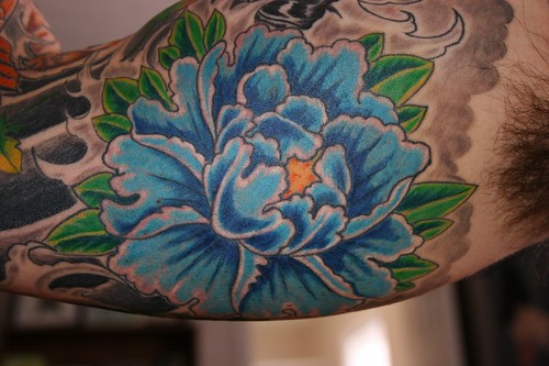 Sleeve Tattoo Blue Hibiscus Flower