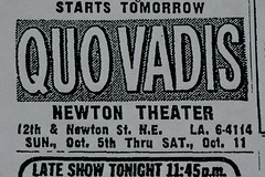 Quo Vadis newspaper ad for the Newton Theater, Washington Post