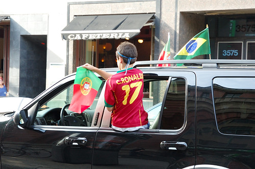 Ronaldo Fan Hangs Out Of Truck Window!