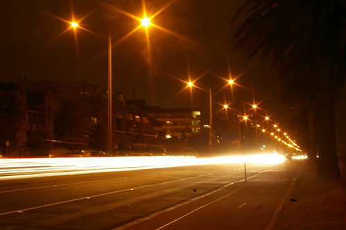 guiding lights - a street scene at night
