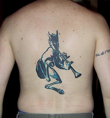 My back tattoo of Pan, from a Peter Murphy concert T-shirt.