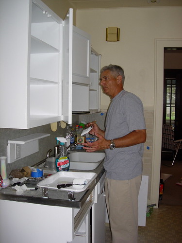Dad paints my kitchen cabinets