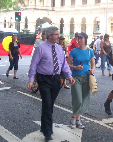 Senator Andrew Bartlett of the Australian Democrats marching in the Invasion Day march, George St, Brisbane, Queensland, Australia 070126