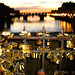 sunset from ponte vecchio and locks of lovers