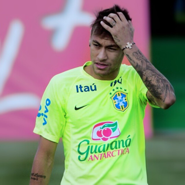NEYMAR during a team training session in Santiago, Chile, Friday, June 19, 2015. NEYMAR has been suspended from the next four games, and will miss the rest of the tournament as a result of receiving a red card at Wednesday’s game against Colombia.