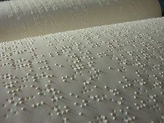 Braille book with shadows and texture