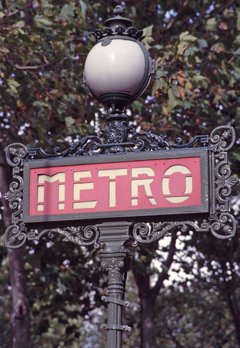 paris metro sign. Metro sign, Paris. Taken with Canon A1, around 2001, probably with FD 35-105