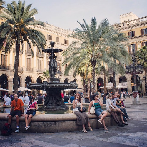 2012     #Travel #Memories #Throwback #2012 #Autumn #Barcelona #Spain      #Rambla #Street #Plaza #Square #Fountain #Gaudi #Lamp #Design ©  Jude Lee