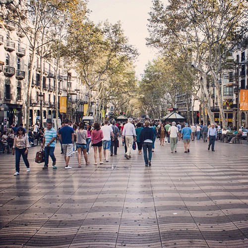2012     #Travel #Memories #Throwback #2012 #Autumn #Barcelona #Spain      #Rambla #Street #Tree #Peoples #Floor #Tile #Pattern ©  Jude Lee