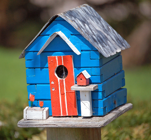 blue birdhouse