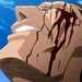 Kenpachi with blood on his face after defeat by Kurosaki